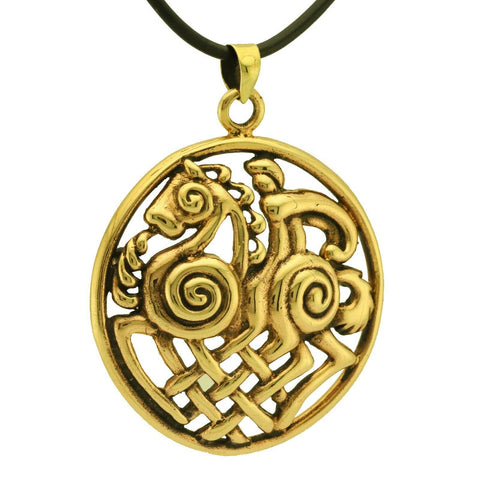 Irish Bronze Odin's 8 Legged Horse Seipner Pendant with 16.5 in rubber cord