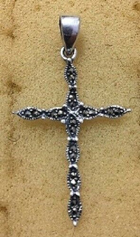 Sterling Silver Marcasite Cross Pendant no chain