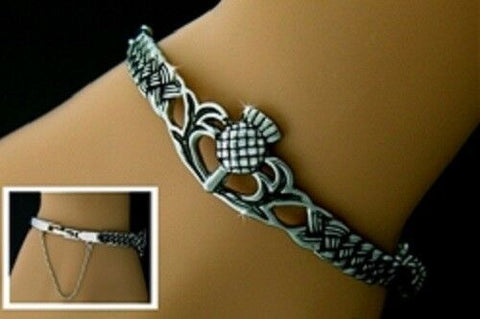 Celtic Scottish Thistle Bangle Bracelet