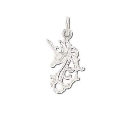 Sterling Silver Filigree Unicorn Head Pendant