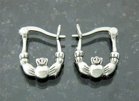 Classical Small Double Sided Stainless Steel Claddagh Hoop Earrings