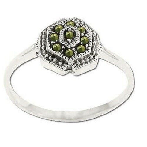 Sterling Silver Genuine Marcasite Ring Size 7