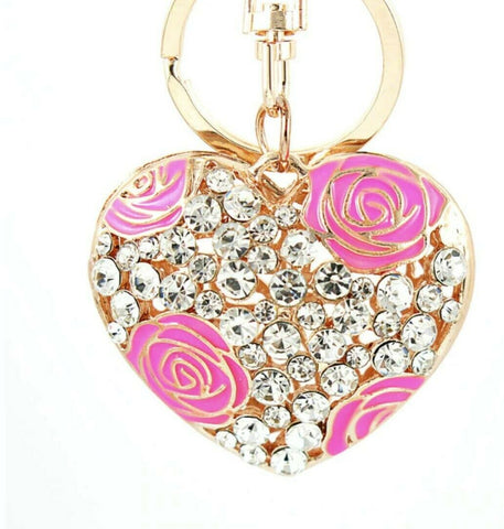 Heart  Rhinestone Crystal Bag Charm/Keyring