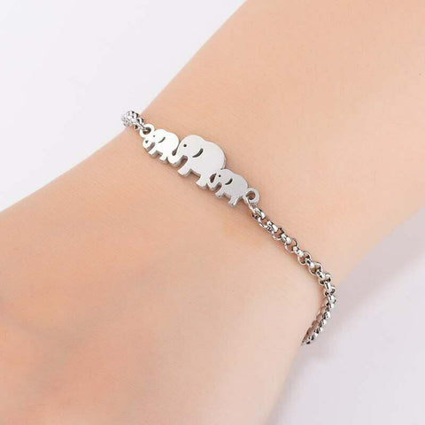 Stainless Steel 3 elephant bracelet/anklet 22 cm ( 8.66 in) includes 4cm ext