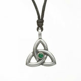 Irish Celtic Pewter Trinity CZ Birthstone Necklace with Adjustable Black Cord