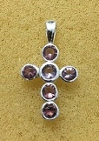 Sterling Silver Synthetic Amethyst Cross Pendant no chain