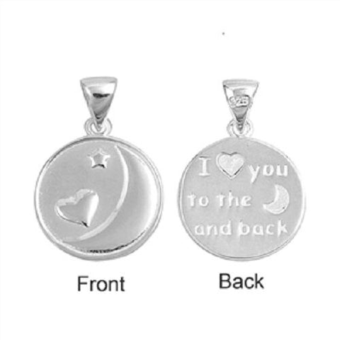 Sterling Silver "I Love You To the Moon and Back" Pendant without chain