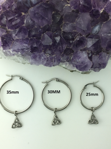 1 Pair Celtic Trinity Hoop Earrings 25mm,30mm,35mm