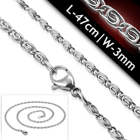 STAINLESS STEEL 3 mm Scroll CHAIN 19 IN