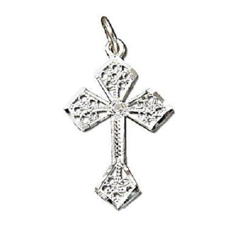 Sterling Silver Diamond Cut Filigree Cross Pendant