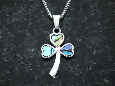 Stainless Steel Abalone Shamrock Pendant without chain