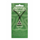 Irish Celtic Pewter Trinity CZ Birthstone Necklace with Adjustable Black Cord