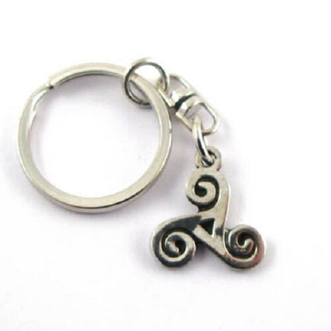 Irish Pewter Triple Spiral Celtic Keyring