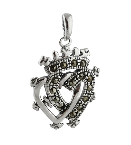 Sterling Silver 925 Double Celtic Heart Luckenbooth pendant