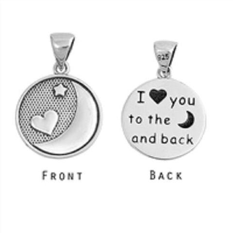 Sterling Silver "I Love You To the Moon and Back" Pendant without chain