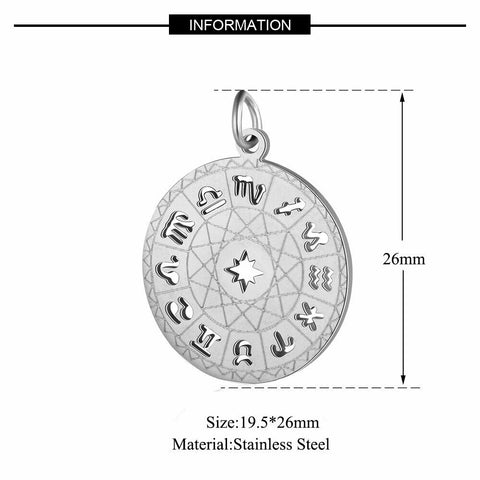 Stainless Steel 12 Constellation Zodiac Astrology Charm/pendant no chain