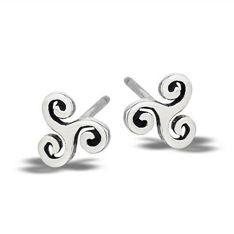 Sterling Silver Celtic Triskelion Stud Earring