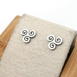 Celtic Stainless Steel Triskele Ear Studs  9mm x 9mm