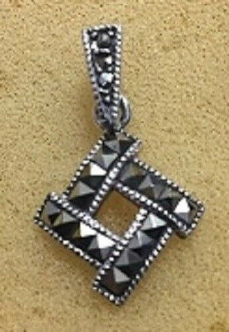 Sterling Silver Marcasite Square Moving Pendant