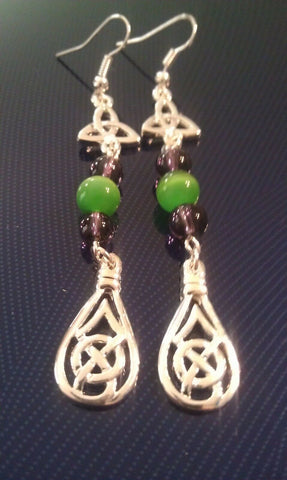 Celtic Pewter Knotwork and Bead earrings
