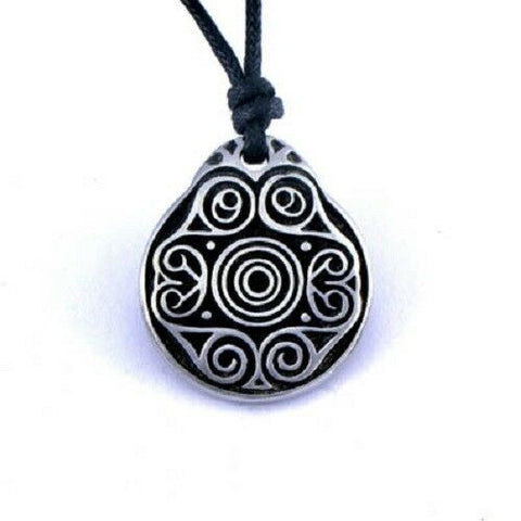 Irish Pewter Wheel of Being Pendant with Adjustable Black Cord