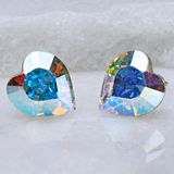 Clear AB made with Swarovski Crystal Heart Stud Earrings 10 mm