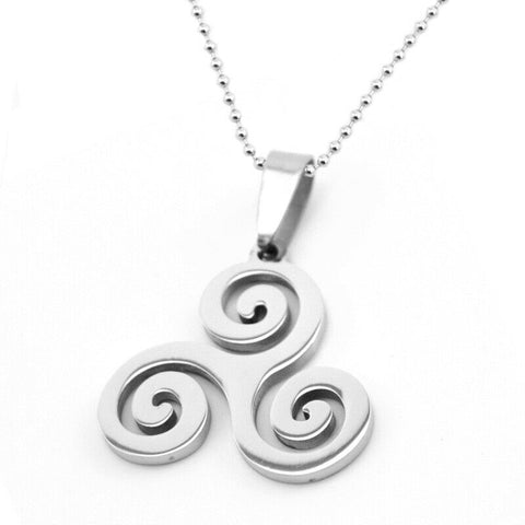 Stainless Steel Celtic Triskele Pendant and 60 cm 2.4mm chain