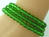 "The Strength" Celtic Knot Trinity Stretch Bracelet with Green Glass Beads