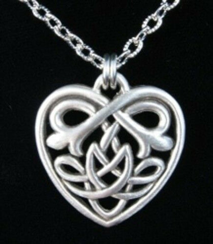 Pewter Celtic Knot Heart Necklace with chain Made in USA