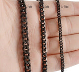 Men's Necklace Stainless Steel Chain Cuban Link Black Necklace 24 in 5 mm