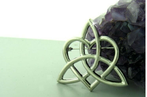 Lead Free Rhodium Plated Pewter Celtic Sister/Family Knot Brooch