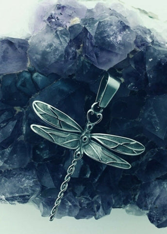 Celtic Ribbon of Life Dragonfly Stainless Steel Pendant no chain
