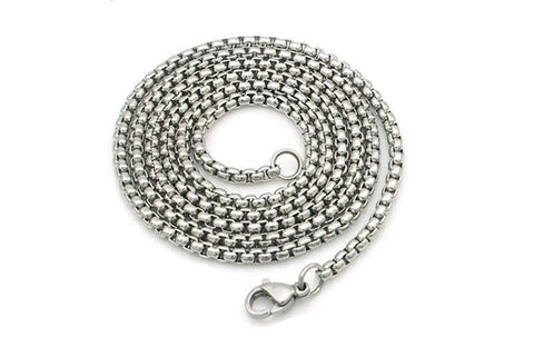 Stainless Steel 50 cm(19.68 Inch) 2.5 mm  Rounded Box Neck Chain Necklace
