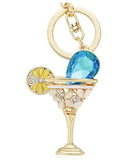 Cocktail  Crystal Bag Charm/Keyring with Blue Crystal