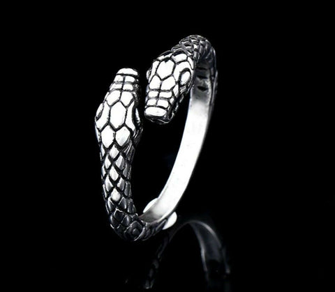 Stainless Steel Double Snake Ring 11mm width
