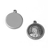 Stainless Steel Virgin Mary  with Sacred Heart Pendant and 18 in Chain