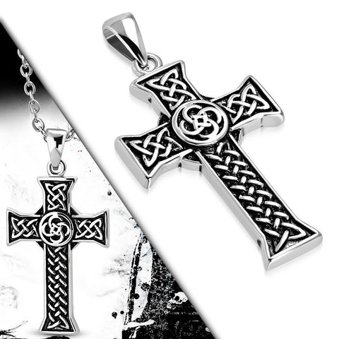 Stainless Steel 2-tone Celtic Cross Pendant no chain
