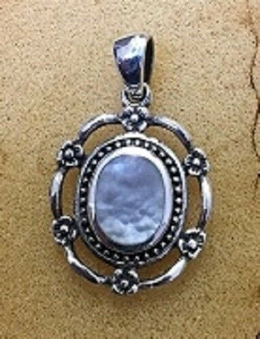 Sterling Silver Bali Style Pendant With Mother Of Pearl