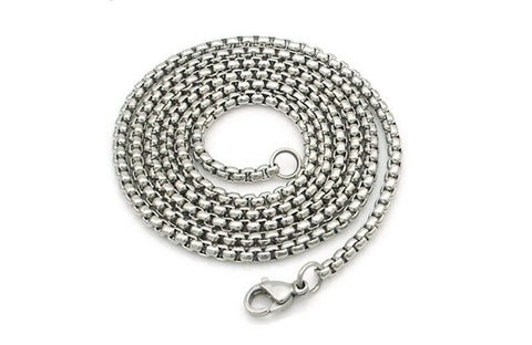 Stainless Steel 24 Inch 2.5 mm  Rounded Box Neck Chain Necklace