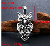 Celtic Owl Necklace with 60 cm stainless steel 3mm ball chain