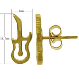 Stainless Steel Gold Plated Post Guitar Stud Earrings