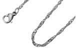 Stainless Steel Water Wave Chain Necklace  55-70 cm length, 2 mm width