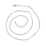 Stainless Steel Link Curb Chain Necklace Silver Tone 2.2 mm 60cm(23 5/8") long