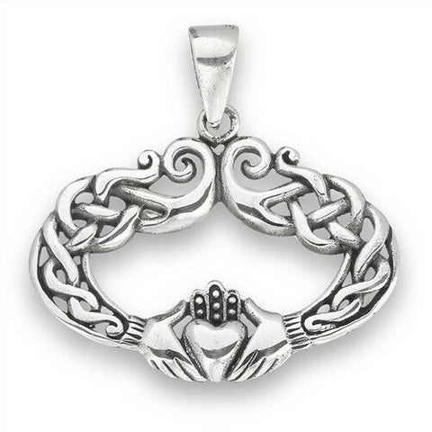 Sterling Silver Celtic Claddagh Pendant no chain