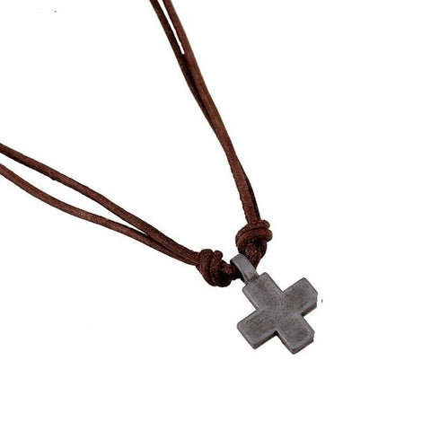Cross  Pendant on leather Cord about 50 cm