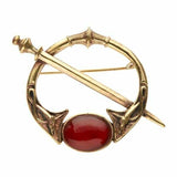 Irish Bronze Celtic Tara brooch with carnelian  stones
