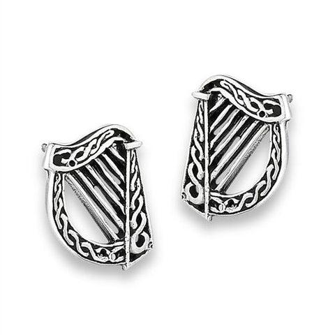 Sterling Silver Celtic Harp Earrings