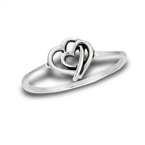 Sterling Silver Mother And Baby Heart Ring SZ 4-8