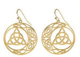 Gold STAINLESS STEEL CELTIC Knot Triquetra Crescent moon  Earrings