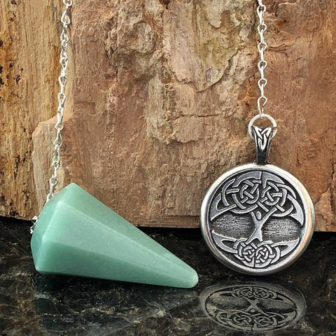 Celtic Tree of Life Pendulum - Adventurine made in USA